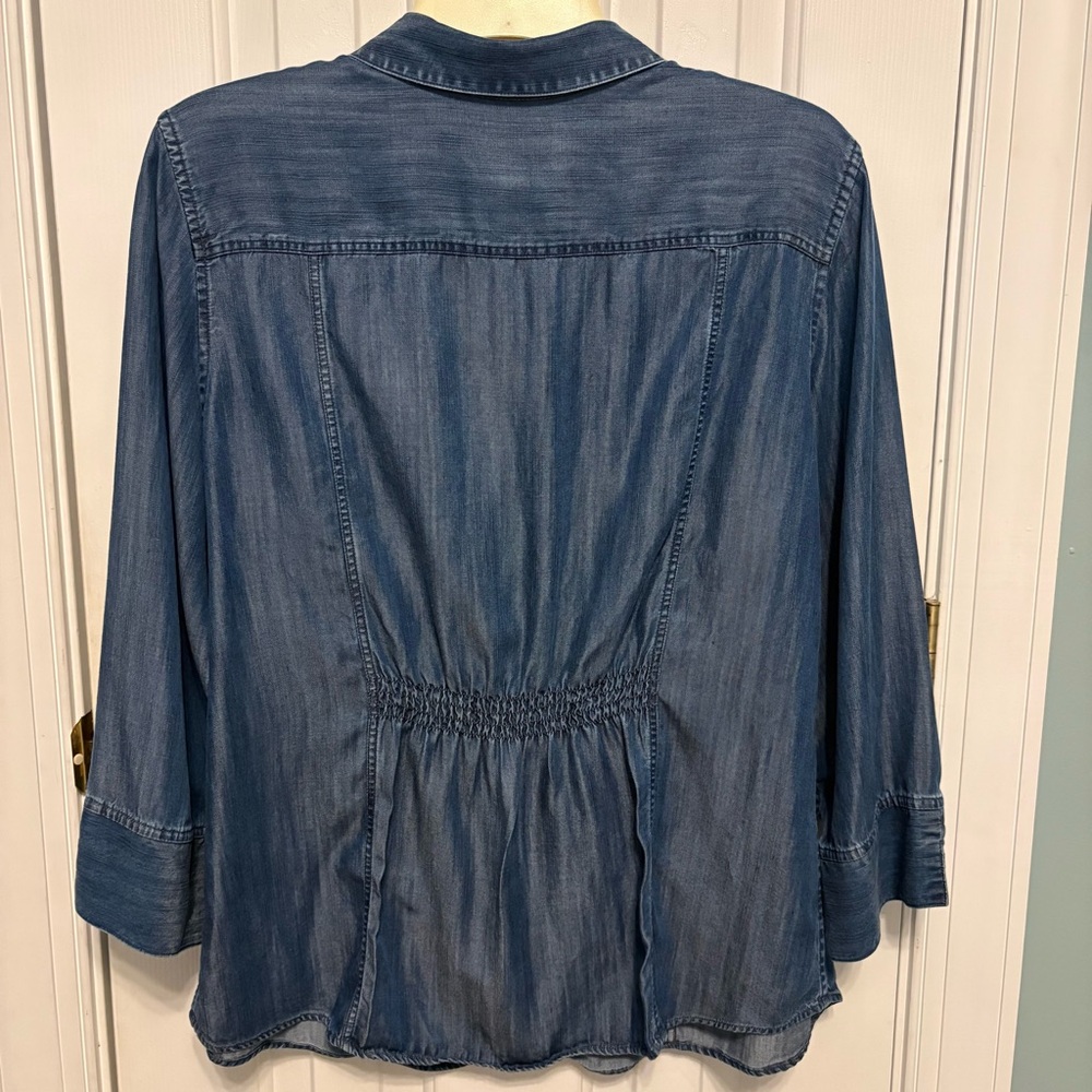 Chico's Indigo Blue Denim Button-Front Shirt - Picture 2 of 16